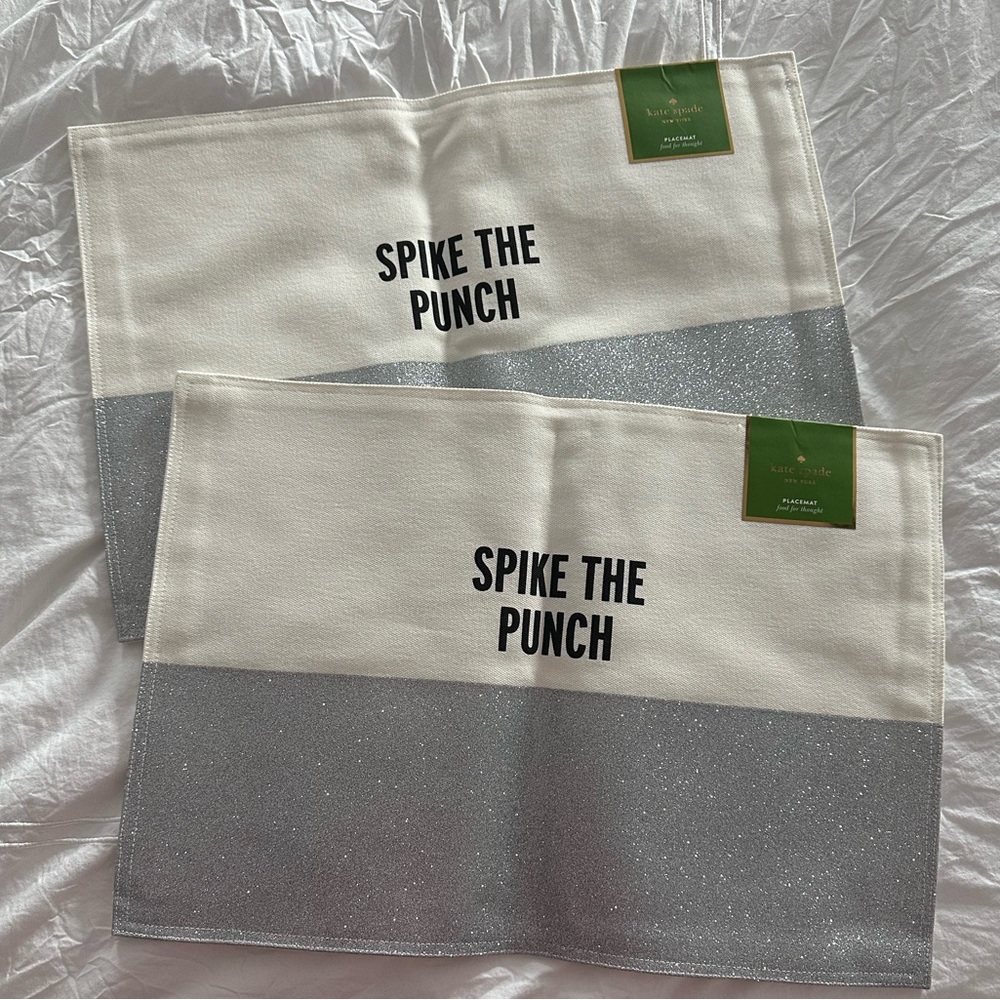 Kate Spade 2 Silver Glitter Placemats